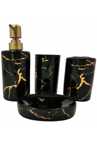 NO BRAND SET DE BAIE x5 DISPENSER DE MARMURĂ CUPĂ SĂPUNIERĂ PERIE 2982 + 6318