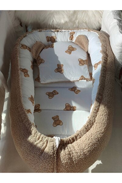 NO BRAND Cocon pentru bebeluși Boucle, cuib cu pernă 80x50 cm