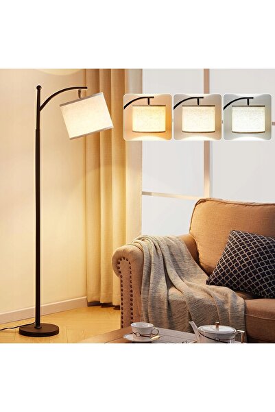 bedee Lampadar de podea de 175 CM cu abajur din in, pentru birou și living, b...