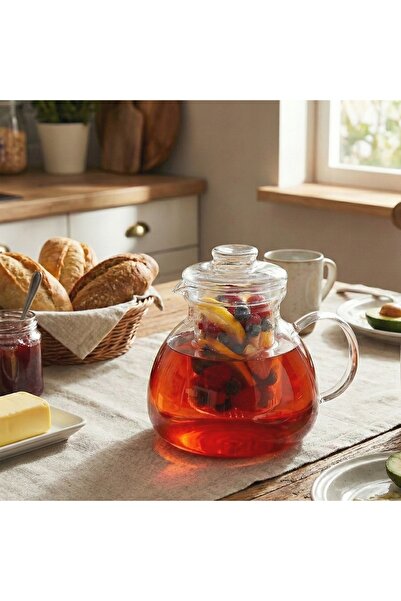 NO BRAND Ceainic de sticlă de 1,4 L cu filtru de ceai, solid