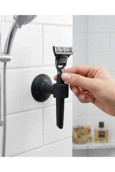 bk&tk design Tıraş Bıçağı Tutucu Siyah - 1 Adet - Vakumlu Vantuzlu