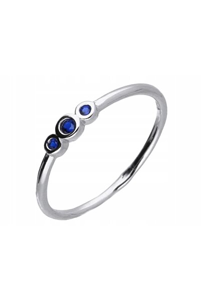 NO BRAND Inel placat cu rodiu din argint, cu zirconiu cubic safir, bandă subț...