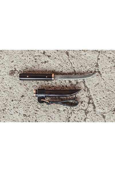 NO BRAND CUȚIT SAMURAI MINI KATANA OȚEL DAMASCEN TEACĂ DE LEMN CADOU