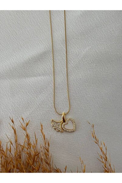 stainless steell Zircon & Pearlescent Figure Steel Necklace