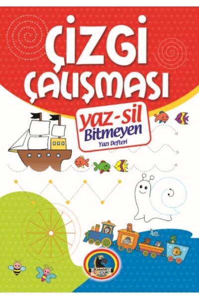 Kaldırım Yayınları Yaz-Sil Çizgi Çalışması Bitmeyen Yazı Defteri+Tahta Kalm