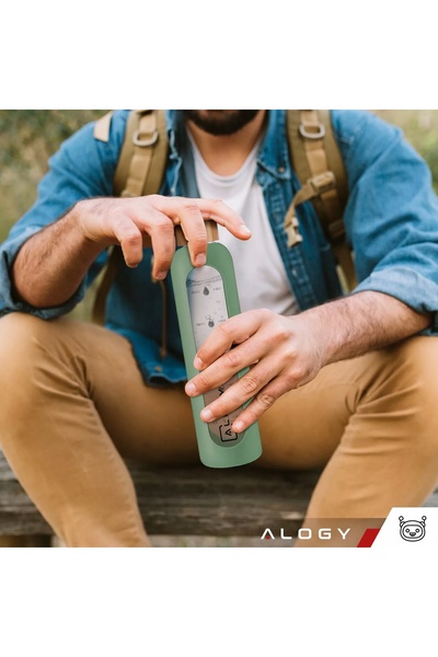 ALOGY Sticlă mare de apă pentru băut, motivațională, cu gradații, 1l 1