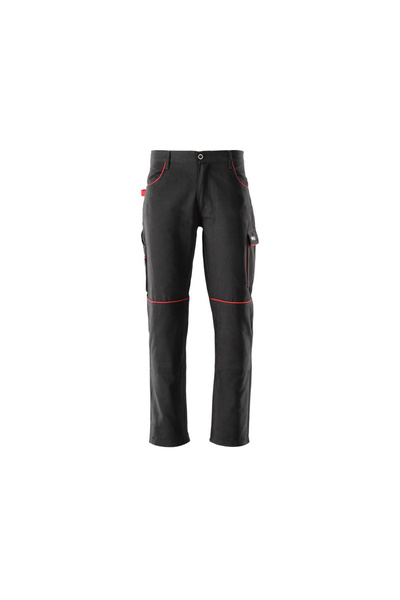 yato Pantaloni de lucru confortabili, 90% bumbac, 7 buzunare, negru/roșu, înc...