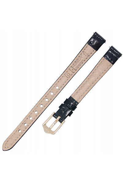 NO BRAND HIRSCH Crocograin M - NEGRU - 10mm - Curea de ceas din piele