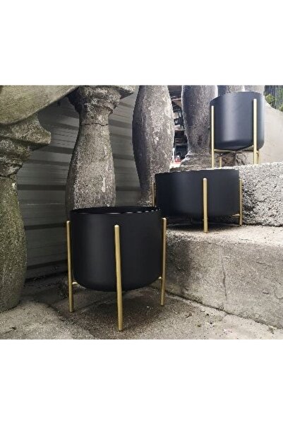 NO BRAND Ghiveci de flori cu capac metalic, suport pentru flori, negru