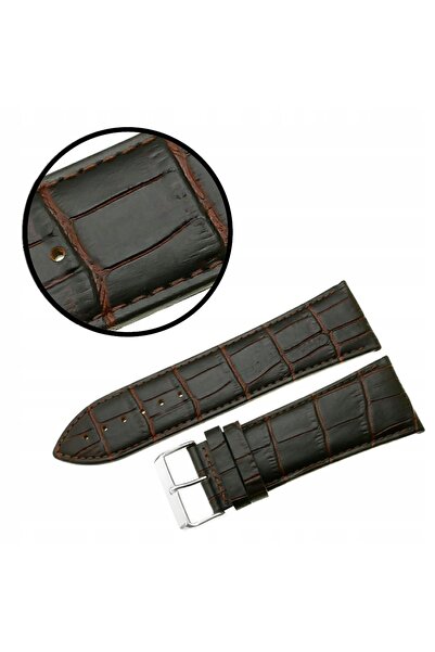 NO BRAND Curea REDA 30mm, model crocodil, maro închis, cusături maro.