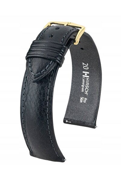 NO BRAND HIRSCH Camelgrain L - NEGRU - 20mm - Curea de ceas din piele