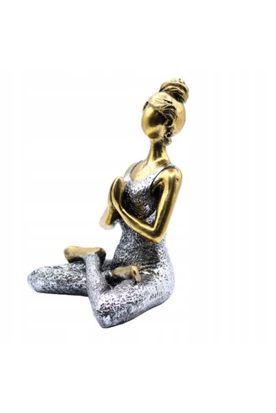 NO BRAND Figurină feminină de 24cm - Joga - Auriu și Argintiu