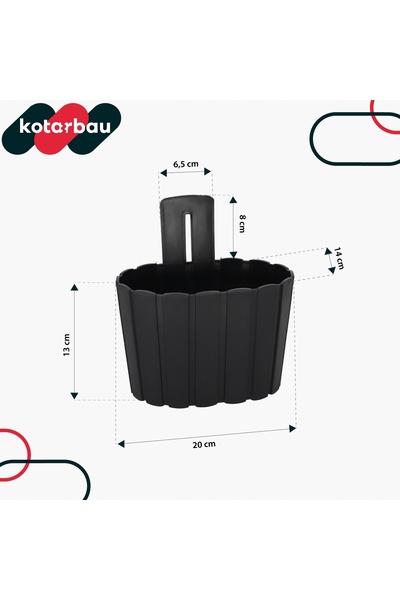 NO BRAND SET 6X JARDINIERE DE PERETE SUSPENSĂ PENTRU BALCON, ANTRACIT, 20CM