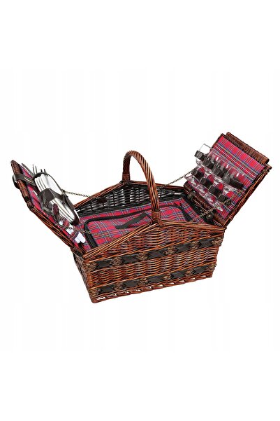 NO BRAND Coș de picnic din răchită cu accesorii pentru 4 persoane Cilio Como