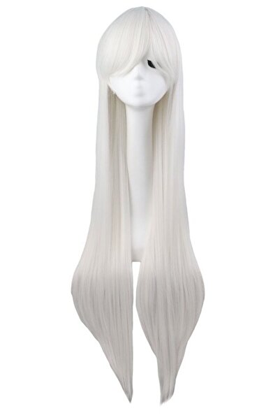 NO BRAND PERUCĂ DE COSPLAY 100 CM ANIME MANGA LUNGĂ ALBĂ