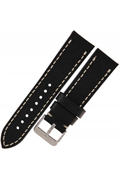 NO BRAND TEKLA PL11 - 24mm - NEGRU - Gros - Curea de ceas din piele