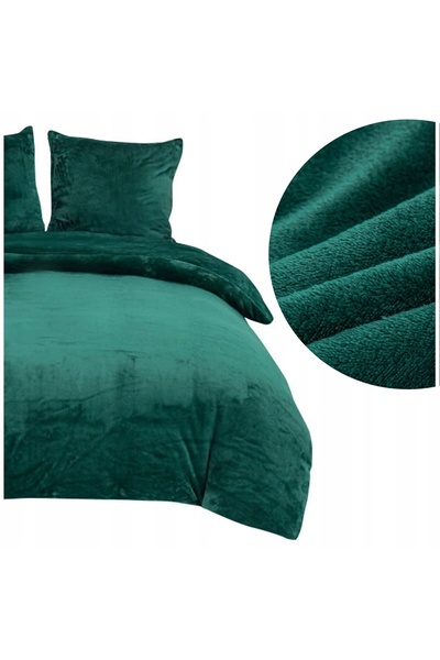 NO BRAND Lenjerie de pat verde 220x200, din fleece polar plușat, gros, căldur...