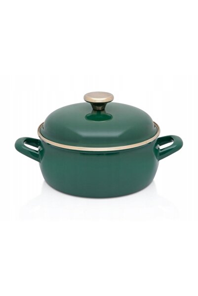 NO BRAND Oală emailată Metalac 20 cm joasă 2,9l VERDE ÎNCHIS