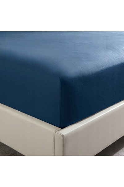 NO BRAND Cearșaf cu elastic din satin 90x200 + 30 CM ALBASTRU MARIN CULORI DI...