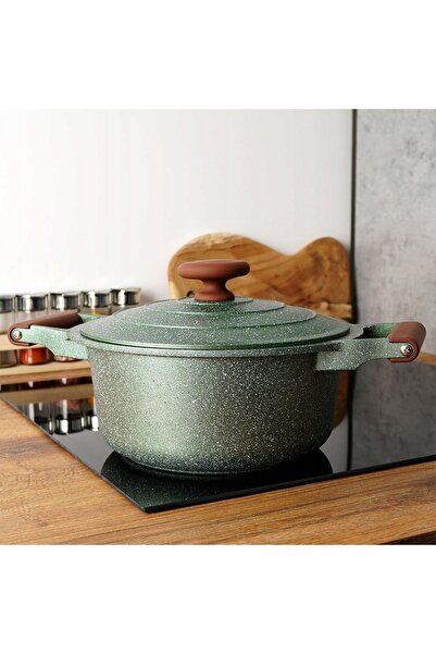 NO BRAND Vas de gătit din granit pentru inducție 24cm cu capac Oldman 4,4L 24cm