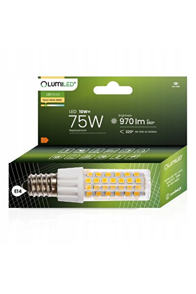 NO BRAND 4x Bec LED tubular E14 T25 10W = 75W 970lm 3000K Cald 320 °   LUMILED