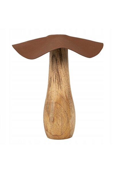 NO BRAND Figurină decorativă Ciupercă Maro Metal Lemn H.18 cm