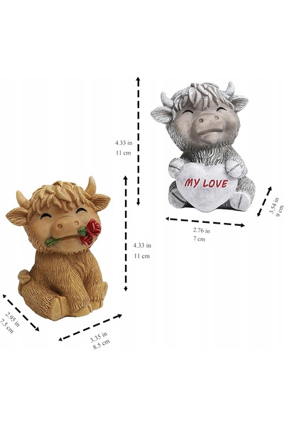 NO BRAND Set de 2 figurine de vacă din rășină – decorațiune, cadou – 8,5 x 7,...