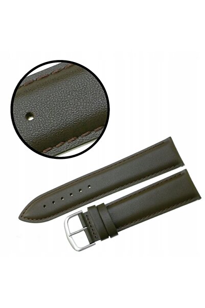 NO BRAND Curea REDA 24mm XL netedă, dreaptă, maro închis, cu cusături maro.