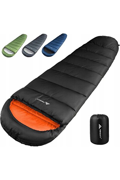 Brak Sac de dormit tip mumie ultraușor 4 sezoane negru 216 cm
