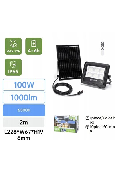NO BRAND LAMPĂ SOLARĂ LED, PROIECTOR LED 100 W, 1000 lm, alimentare solară