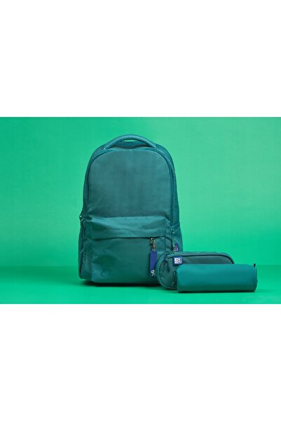 NO BRAND Rucsac școlar cu multiple compartimente, verde Oxford, 26 L
