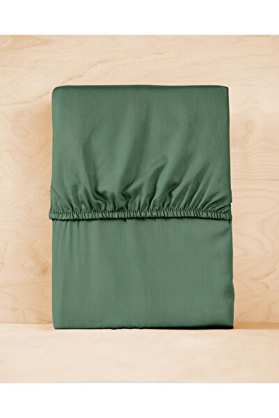 NO BRAND Cearșaf de pat din bumbac satinat cu elastic 140x200 Verde Detexpol