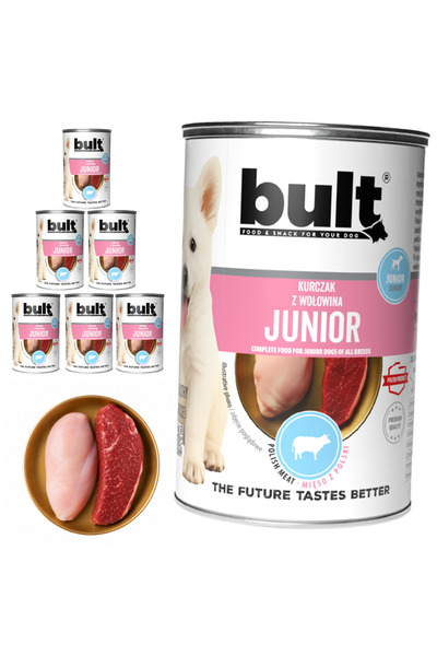 Bult Hrană umedă completă pentru căței Junior, cu pui și vită, 6x400g, la con...