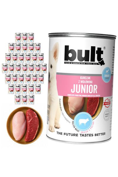 Bult Hrană umedă completă pentru căței Junior, cu pui și vită, la conservă, 3...