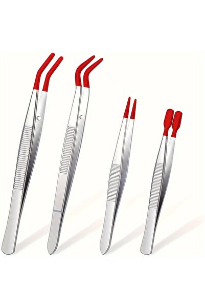 choice2 Red 4cps 1/2/4 Pieces Tweezers With Tips Tweezers PVC Silicone Coated...