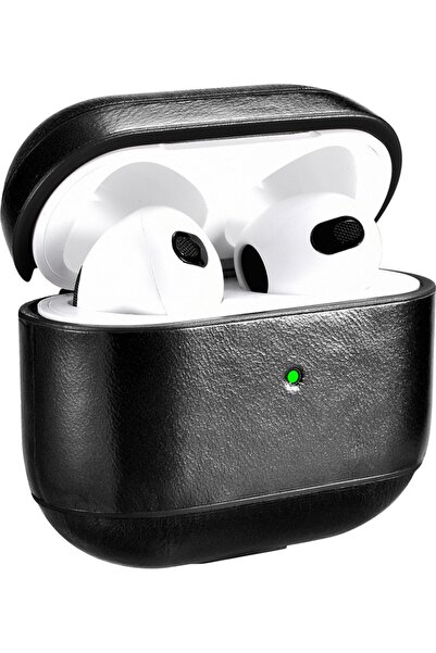 ICARER Vintage Δερμάτινη Θήκη για Apple AirPods 3rd Gen - Black