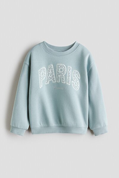 H&M Motif Detaylı ve İçi Tüylü Sweatshirt