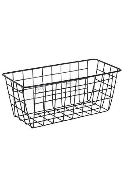 Zâna Casei Black Metal Shelf with Self-Adhesive Hooks for Bathroom 28x12x12cm