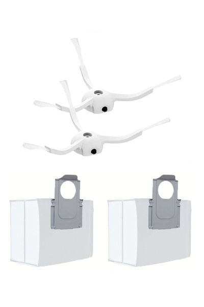 Rovexa Συμβατό με Roborock S7 Max Ultra, 2 λευκές πλαϊνές βούρτσες και 2 σακο...
