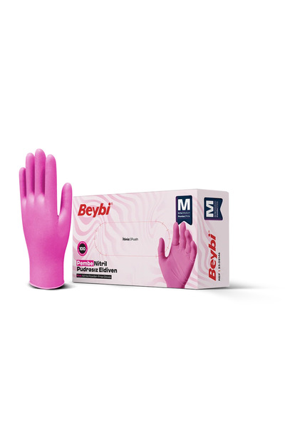 Beybi Powder-Free Nitrile Pink Examination Gloves