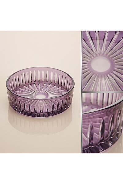 AKDEN STORE Crystal Cut Decor Sandra Presentation Bowl - Glass Bowl 25cm