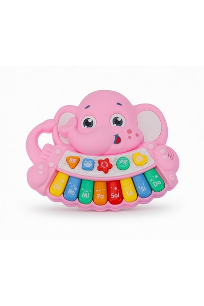 PinkBlue Pian Interactiv pentru Copii in Forma de Elefant, cu Lumini, Sunete ...
