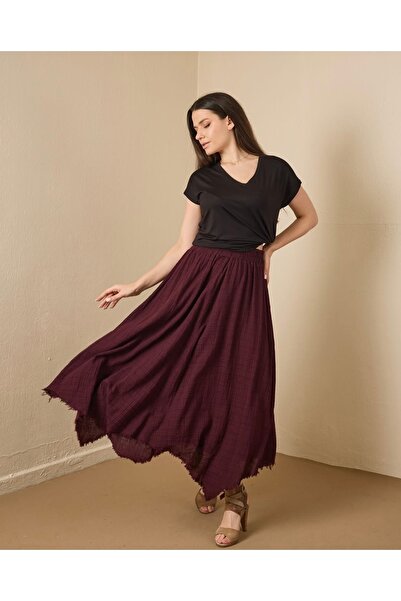 S.Y Collection Asymmetrical Cut Cotton Skirt