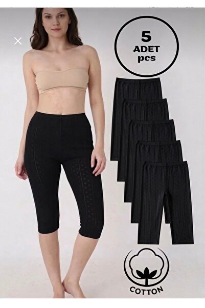 Altınay Women's Black 5-Pack Jacquard Below-The-Knee Underwear Shorts Bermuda...