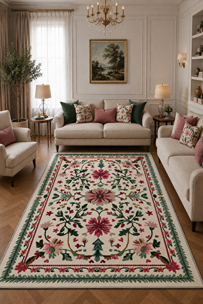 GECE HOME Dijital Kaymaz Baskılı Yıkanabilir Desenli Salon Halısı Mutfak Halı...