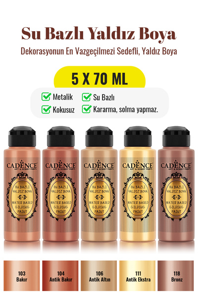 Cadence Boya 5x70 Su Bazlı Yaldız Boya Seti - Antika ve Eskitme Ustası Seti