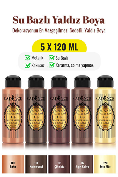 Cadence Boya 5x120 Su Bazlı Yaldız Boya Seti - Toprak ve Sıcak Metal Kombini
