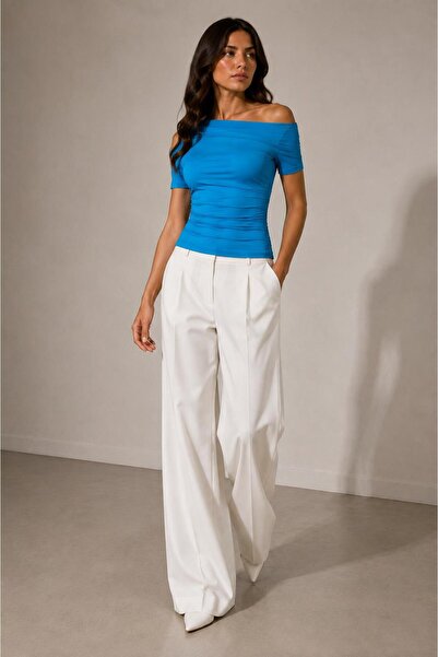 ALEXANDERGARDI Asymmetrical Collar Draped Blouse