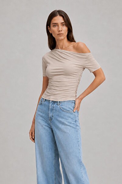 ALEXANDERGARDI Asymmetrical Collar Draped Blouse