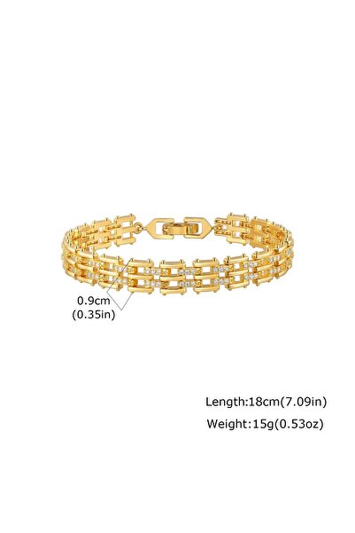 Tessero Bratara Dama Auriu Gold Incrustata cu Cristale Zirconiu Transparent, ...